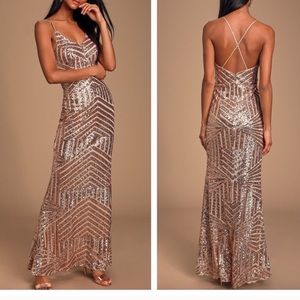 Lulus Rose Gold Sequin Dress